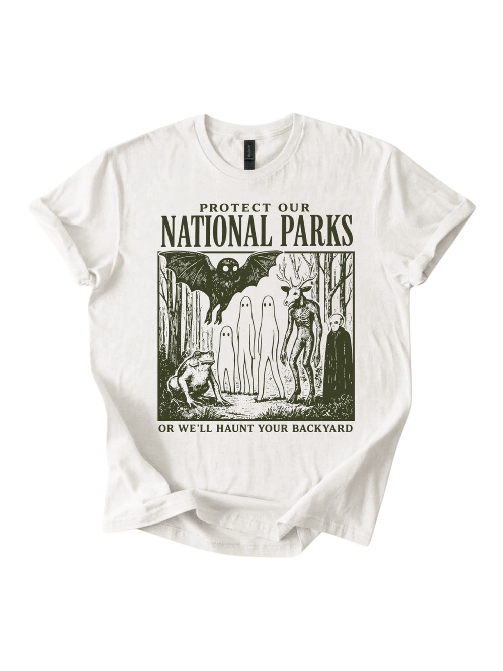 Gildan White 'Protect Our National Parks' Graphic Tee with Green Art